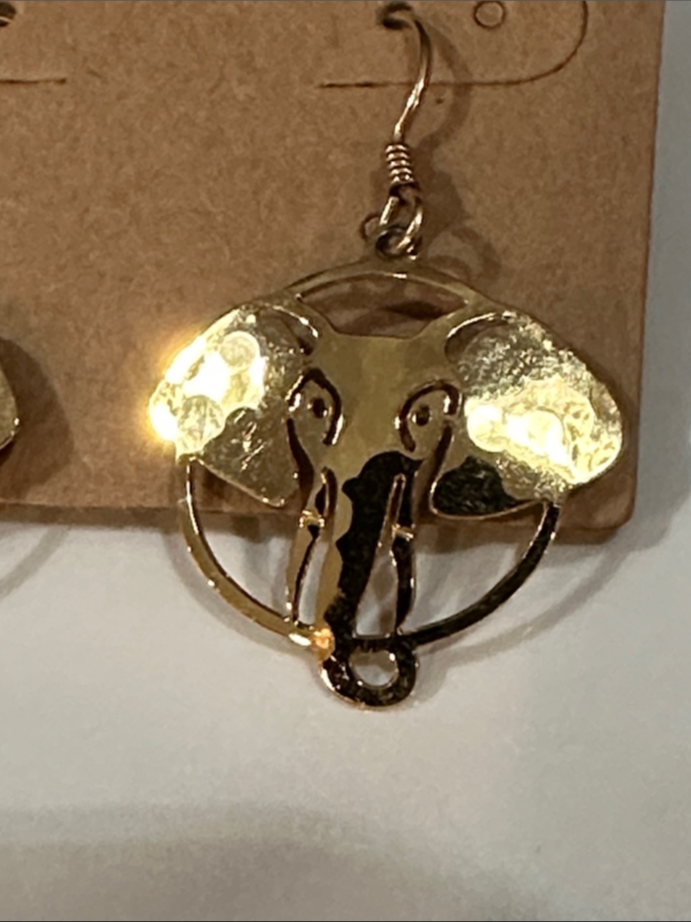 Wild Byrde Vintage Gold Elephant Drop Earrings by - Picture 3 of 6